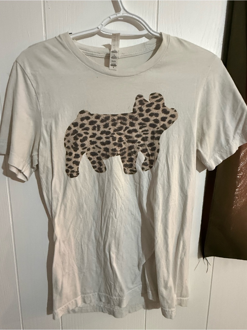 & Other Stories White Tee with Leopard-Print Dog Graphic